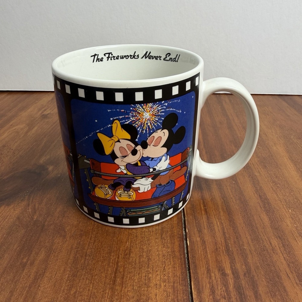 Walt Disney Mug Mini and Mickey Mouse Fireworks Never End by Applause VTG 1988